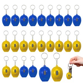 24 Pcs Construction Party Favors Keychains, Mini Construction Hat LED Flashlight Keychain for Construction Birthday Themed Party Supplies Gifts Goodie Bag Fillers Prize Supplies（Yellow & Blue）