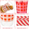 Singhoow 50 Set 16 oz Red U-gingham Gingham Cups Plastic