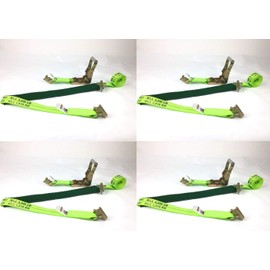Everything Tie Down 2 inch x 10 Foot HiViz DiamondWeave™ Ratchet Wheel Strap with 2' Low Profile Grip Sleeve(E-Track)(4