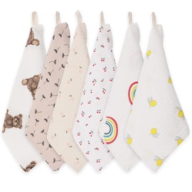 norinori Baby Musselin Waschlappen 6 Stück Neugeborene Musselintücher 100% Weiche Baumwolle Mehrzweck Baby Gesichtstüche 25x25 cm Kinder Badetuch für Jungen und Mädchen Baby Handtücher