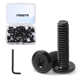 ITEHZTO 1/4-20 x 1 (25 Pack) Flat Head Hex Socket Cap Screws Bolts, Black Oxide 304 Stainless Steel 18-8, Hex Drive Countersunk Furniture Connector, Fully Threaded Machine Thread, Bright Finish
