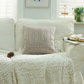 YunJeude Cushion Cover 17.7 x 17.7 inches (45 x 45 cm), Chenille Fabric, Geometric Pattern, Stylish, Soft Nordic, Cute, Sofa Backrest, Decorative Pillowcase, Body Pillowcase, Cushion Cover, Pillow