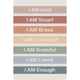 Vanilla Girl Rainbow Boho Metal Tin Wall Sign - Calming Corner Classroom Decor 8x12 In