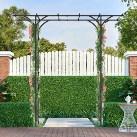 6.8 Feet Garden Arbor with Trellises for Climbing Plants for Rose Vine Fencing & Gatescolor: Black Color