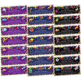 gisgfim 21 Pcs Spanish Language Country Posters Classroom Decoration Spanish Speaking Countries Flags Poster for Students and Teacher Latin American Country Learning Posters Classroom Decor