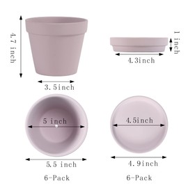 Terra Cotta Pots with Saucer- 6-Pack Large Terracotta Pot Clay Pots 5.5'' Clay Ceramic Pottery Planter Cactus Flower Pots Succulent Pot with Drainage Hole- for Plants,Crafts terra cotta planter(Pink)