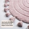 Boho Bathroom Rugs Vintage Half Circle Bath Mat with Tassels