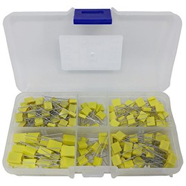 0.1uf, 0.01uf, 0.001uf, 100pf, 1uF, Yellow Box MKT Polyester Film Capacitor Assortment