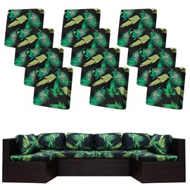 12Pcs Stretch Patio Cushion Covers Outdoor Cushion Covers,for Outdoor Couch Cushion Covers Replacement,Outdoor Sofa Covers Patio Slipcovers Couch Cover,Washable Furniture Cover (Summer,Cover Only)