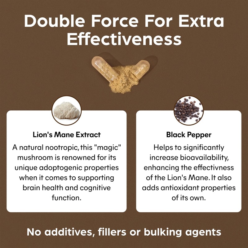 Lions Mane Mushroom Extract Supplement 1500mg - 60 High Strength
