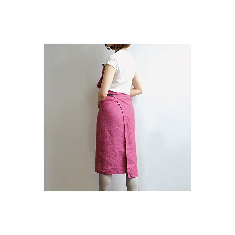 Linen Full Apron Manon Magenta A266 [Lino e Lina/Lino e