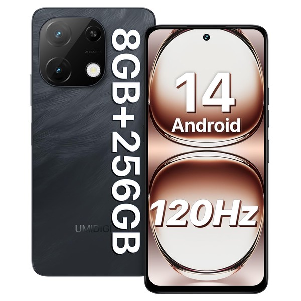 UMIDIGI Mobile Phone Android 14, 8 (4+4) + 256GB/1TB TF