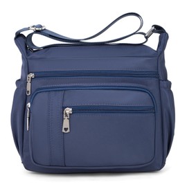 F.FETIVIN Crossbody Bag for Women Shoulder Handbag Roomy Multiple Pockets Bag, Ladies Water-Resistant Nylon Travel Purses(Blue)