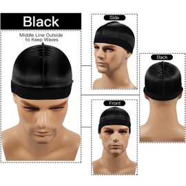 ROYBENS 2PCS Silky Stocking Wave Cap for Men, Good Compression Over Durag Regular Style