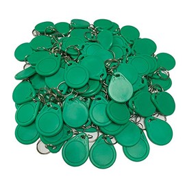 (pack of 100) HFeng 13.56MHz RFID Access Control Keyfobs Proximity MF 1k Keychains Smart IC Keycard for Door Home System nfc token tag (Green)