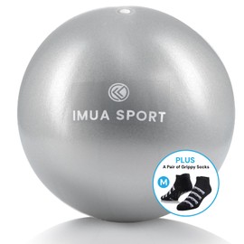 Barre Ball by IMUA Sport with Grippy Socks (M) - 9-inch Small Exercise Ball for Barre, Yoga, Pilates and More with a Pair of Grippy Socks (Medium) - Workout Guide Included