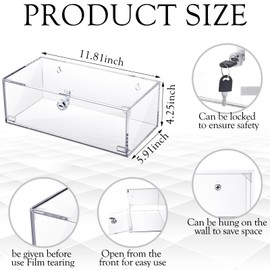 2 Pcs Fridge Lock Box with Key 12 x 6 x 4.5 Inch Clear