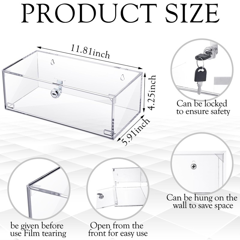 2 Pcs Fridge Lock Box with Key 12 x 6