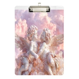 DUOBU Acrylic Clipboards Lovely Angels Silver 12 * 9inch Clipboard A4 Letter Size Clip Board for Teacher Nurse Office