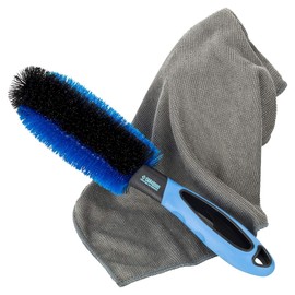 Car4Good ® Premium Wheel Brush With Microfibre Cloth For Effective Rim Cleaning Of Alloy Wheels, Brush For Cleaning Car Rim