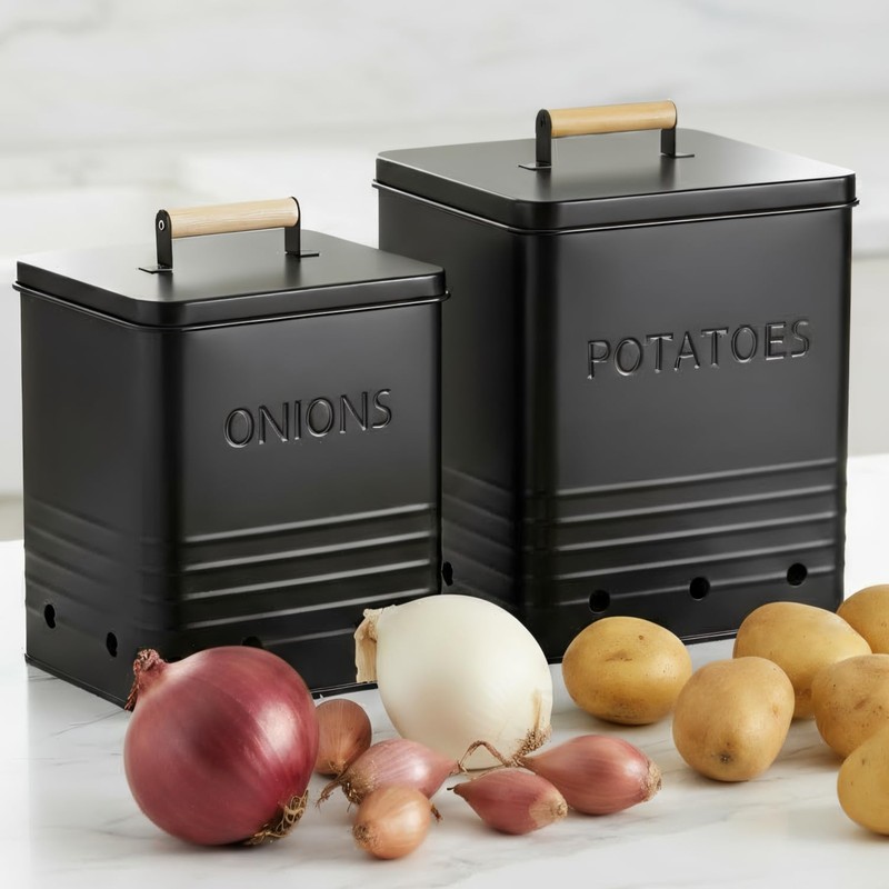 Beautiful Potato and Onion Storage Container Set - Perfectly Sized