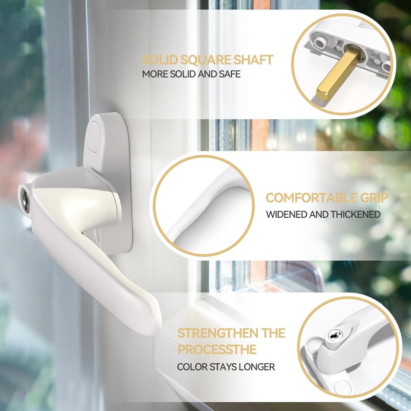 Bwintech 2 Pcs in-Line White UPVC Aluminium Window Handle, 43mm
