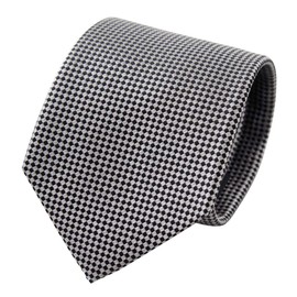 Ojier Men's Necktie/Jacquard Tie, 100% Silk Silk, Plain, Mini Plaid, Navy Blue, Silver, 06: silver