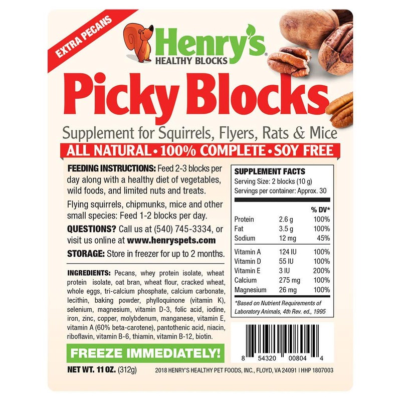 Henry's Picky Blocks - Nutritionally Complete Food for Squirrels, Flying