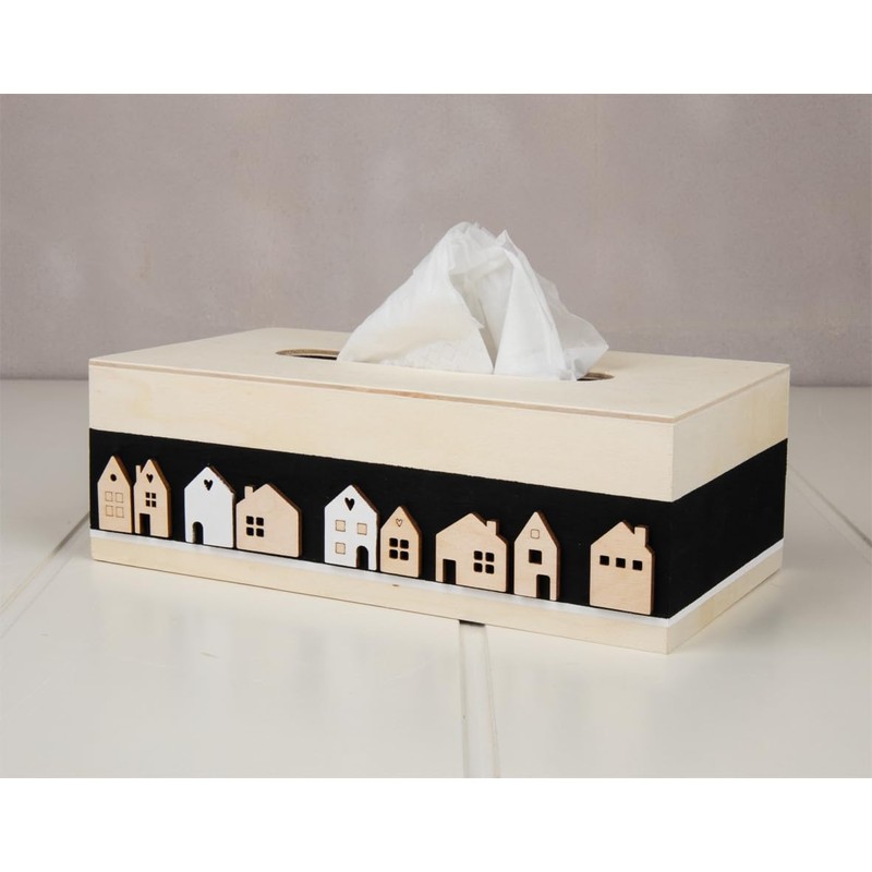 Rayher 46749505 Wooden Mini House, 24 Pieces, 2.5 - 3.5