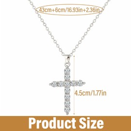 SIRLOMU Women's Cross Chain Cross Pendant Necklace (Silver)