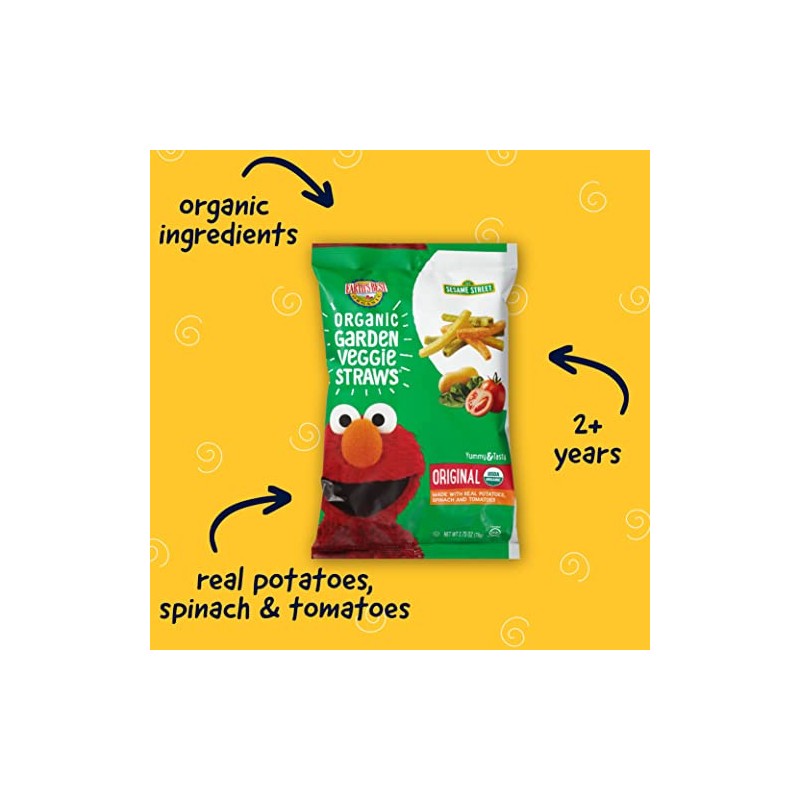 Earths Best Aperitivos orgnicos de Plaza Ssamo para nios, popotes