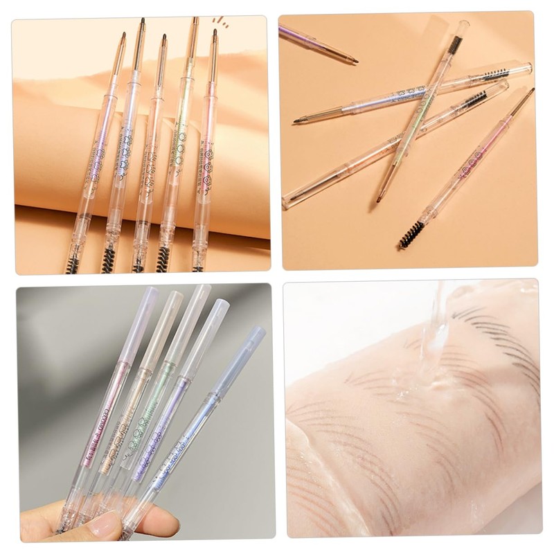 Minkissy 5pcs Eyebrow Makeup Pencils Double-ended Brow Pens Thin Medium