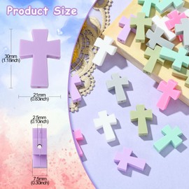 Ornazy 30 pcs 6 Colors Cross Silicone Beads Colorful Jesus Faith Silicone Focal Beads for DIY Beaded Pen Bracelets Keychains Jewelry Making