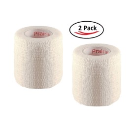 Vet Wrap Tape (White) (2 Pack) (2 Inch x 15 feet) Self Adhesive Adherent Adhering Cohesive Flex Self Stick Bandage Grip Roll Dog Cat Pet Horse
