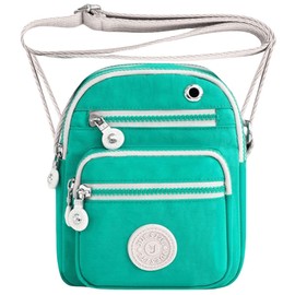 FAVORTALK Nylon Handbags for Women Crossbody Green - Womens Multi Pocket Casual Cross Body Bag Lightweight Waterproof Messenger Handbag for Ladies Shopping Hiking Daily Use - B36115