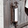 Cast Iron Fleur-de-Lis Wall Thermometer Antique Brown Window Frame Garden