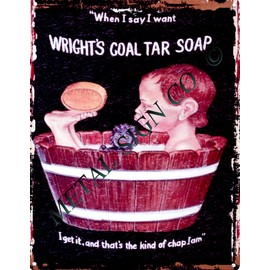 small WRIGHTS COAL TAR SOAP BATHROOM ADVERT METAL SIGN RETRO VINTAGE STYLE coffee shop kitchen bar pub wall art