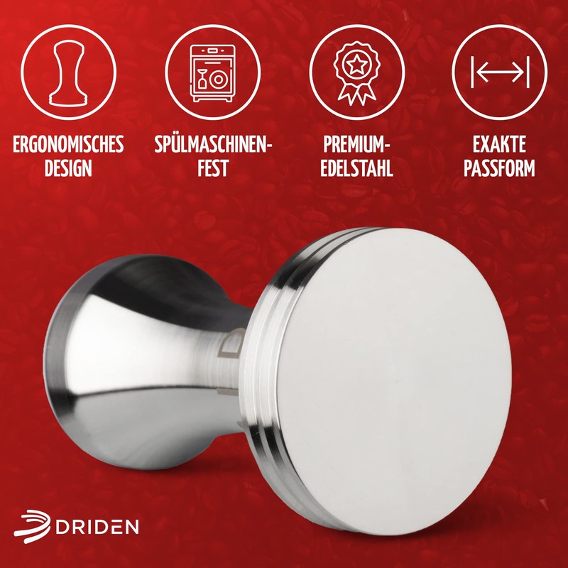 DRIDEN Coffee Tamper 51 mm Stainless Steel - Solid Espresso