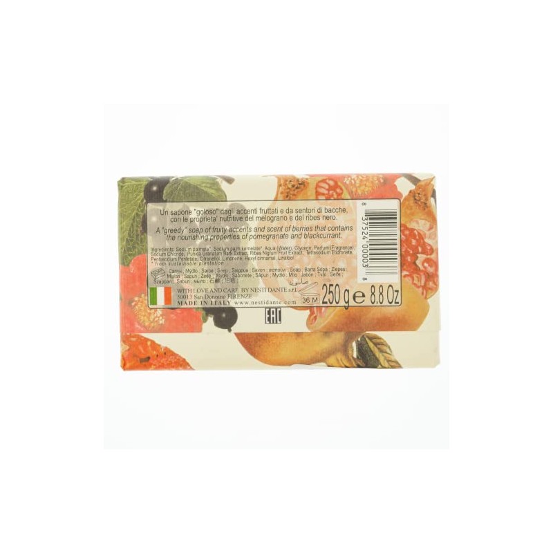 Nesti Dante Il Frutteto Nourishing Soap, Pomegranate And Blackcurrant, 8.8Oz