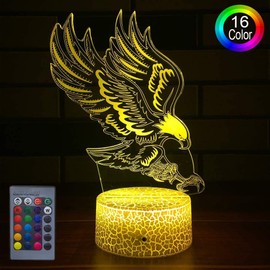 YTDZLTD Creative 3D Eagle Night Light 16 Colours Different Remote Control USB Power Touch Switch Decor Lamp Optical Illusion Lamp LED Lamp Table Children Brithday Christmas Gifts