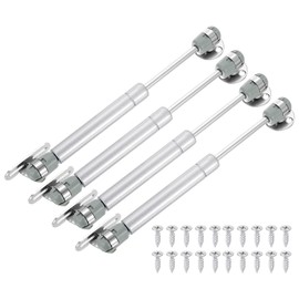 sourcing map 4Pcs Lid Support Hinges, 8 Inch 120N Gas Struts Soft Close Folding Lid Stay Hinges Lift Support Slow Lowering Pneumatic Lid Buffer for Cabinet Closet Wardrobe, Silver