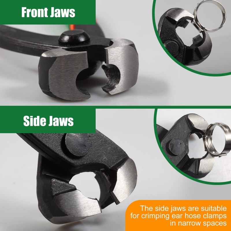 LEONTOOL 9-Inch Ear Clamp Pliers with Front and Side Crimp