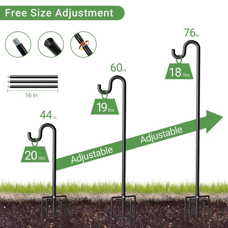Surprizo 76" Shepherds Hooks for Outdoor, Extra Thick Bird Feeder