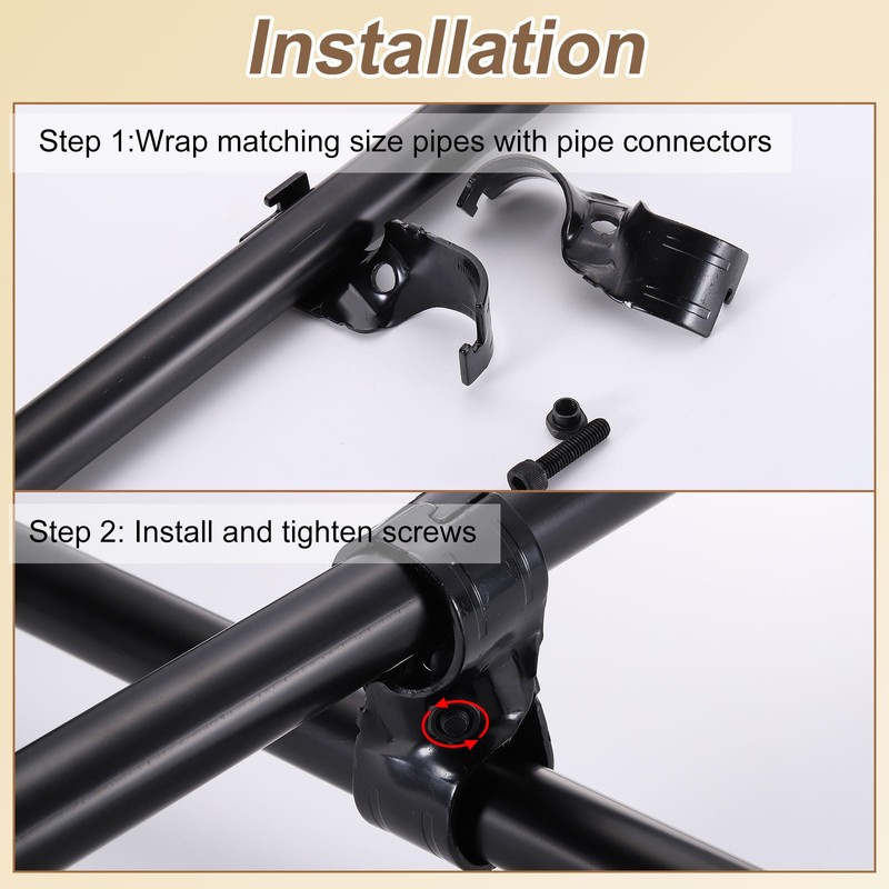 sourcing map 4 Pcs Structural Pipe Connector, 1-1/8" 2-Way Metal