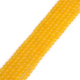 Sweet & Happy Girl's Store 4 mm Round Gemstone Yellow Jade Beads Strand 15 Inch Jewellery Making Beads