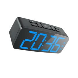 Ciieeo LED Alarm Clock with Music and Snooze Brightness Modern Design for Bedroom Easy Read Alarm Settings Black