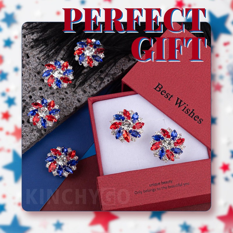 KINCHYGO 6 Pack Rhinestone Flower Button Covers for Shirts, Colors
