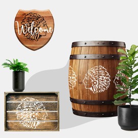 Indian Chief Head Stencil Template – Reusable 8.5 x 11 Inch Plastic Sheet for Wall Art, Painting, Crafts, and DIY Projects