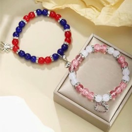 TMANI Spider Friendship Bracelet Magnetic Couple Relationship Distance Bracelet Cosplay Costume Accessory Pink Best Friend Distance Matching Bracelet Jewelry Gift For Couples Kids Women Girls Men - Color: Pink