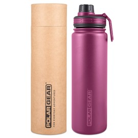Hydra Surge Stainless Steel Reusable Water Bottle -700ml, Vacuum Insulated, Double Wall, Metal Leakproof Flask, 2 Separate Lids, Keeps Hot For 12 Hours, Cold for 24 Hours, For Sports, Gym, Work -Berry